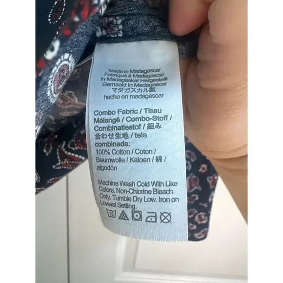 J. Crew Men's Slim Fit Blue with Red and White Paisley Print Collar Button Down - Picture 6 of 11